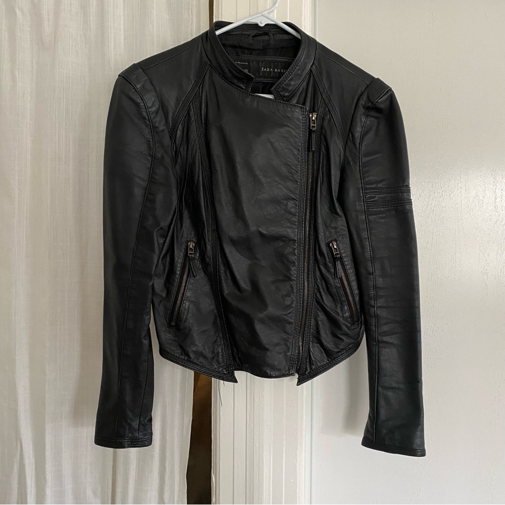 Zara Leather Biker Moto Jacket 🏍️